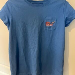 Vineyard Vines Kids Short Sleeve Blue Tee with Whale Logo